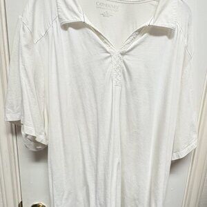Catherines White Plus Size 4X Cotton Blend Top